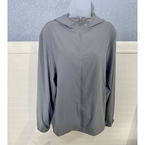 Zella Women’s Full Zip Long Sleeve Hooded Performance Jacket Gray